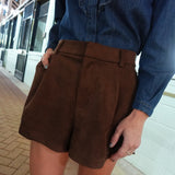 In The Air Suede Shorts - Brown