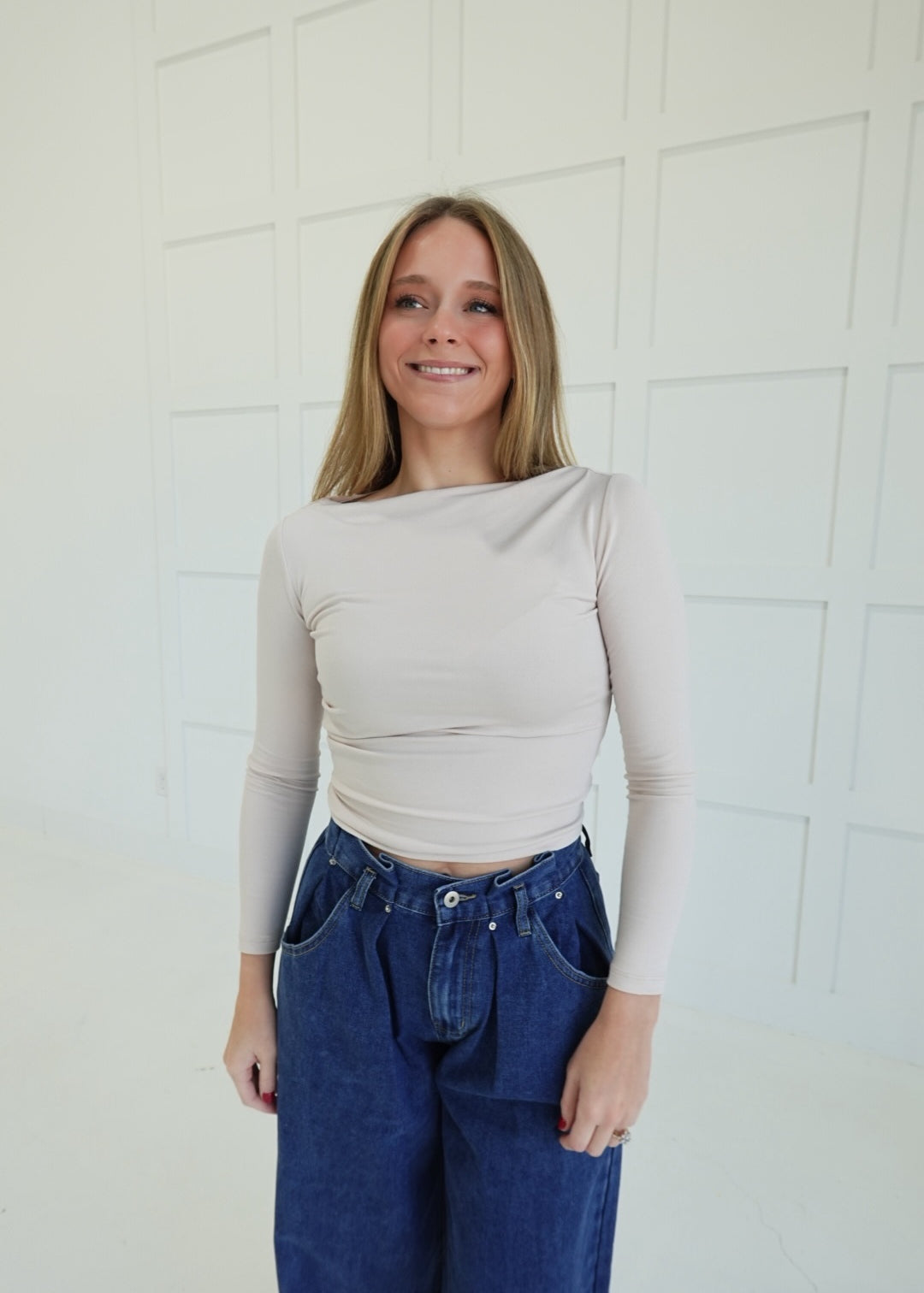 Passages Pintuck Top - Light Khaki