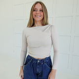 Passages Pintuck Top - Light Khaki