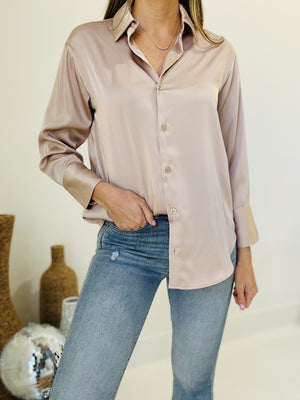 Leave It To Me Blouse - Light Taupe