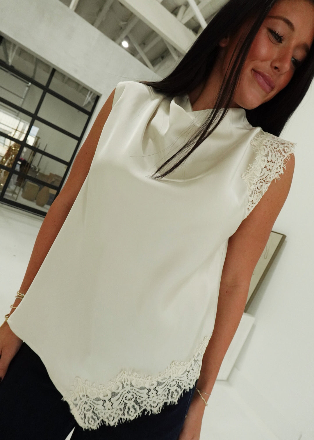 Pleaser Lace Satin Blouse