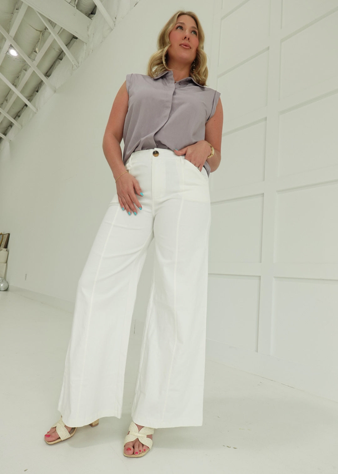Calhoun Wide Leg Pants - White