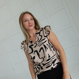 Destined Abstract Blouse - Tan