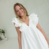 Minnie Bubble Hem Dress - White