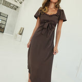Applaud Please Midi Dress - Brown