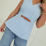 Inheritance Peplum Top - Blue