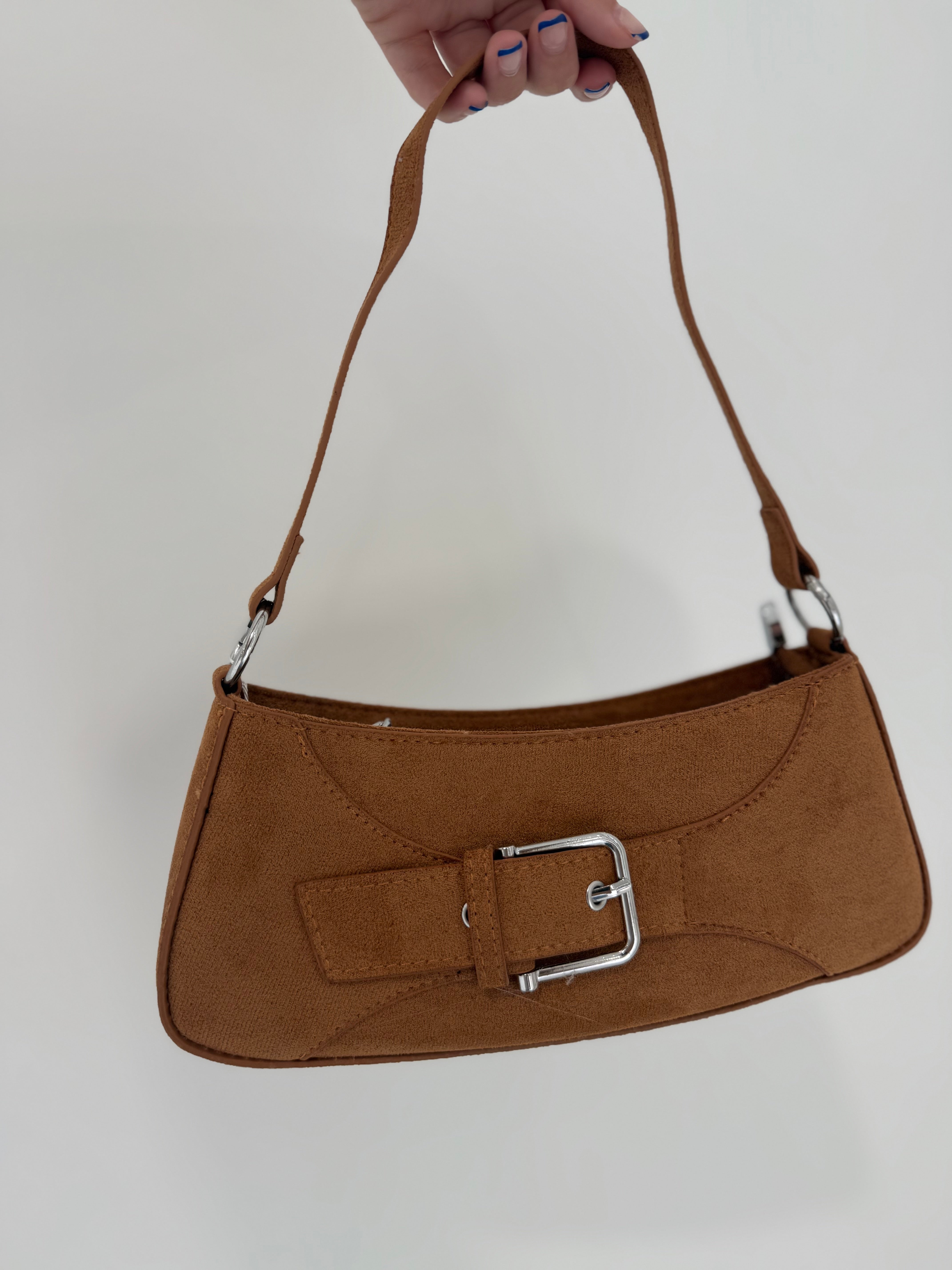 Buckle Detail Handbag - Brwn