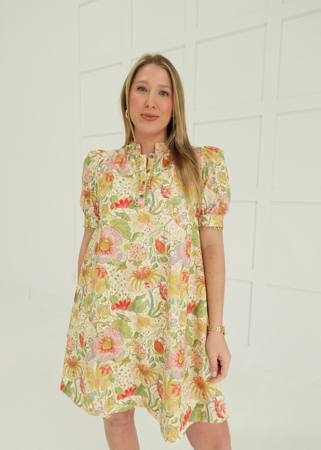 Seasonal Bloom Mini Dress - Sage