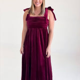 Cavalier Velvet Dress - Burgundy