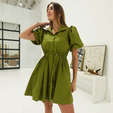 Mona Drawstring Dress - Olive
