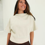 Mockery Suede Top - Cream