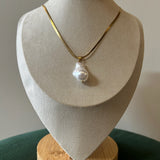 Herringbone Pearl Charm Necklace