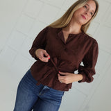 Harding Eyelet Belted Top - Brown