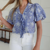 Boastful Embroidered Top - Blue