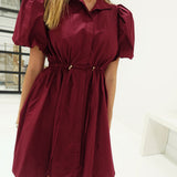 Mona Drawstring Dress - Burgundy