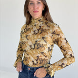 Follies Floral Mesh Top - Golden Yellow