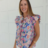 Abundantly Floral Top - Pink/Royal