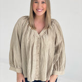 Bella Balloon Sleeve Blouse - Taupe