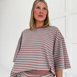 Drew Striped Set - Mauve/Grey