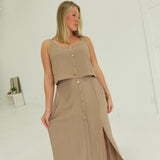 Zayda Skirt Set - Khaki