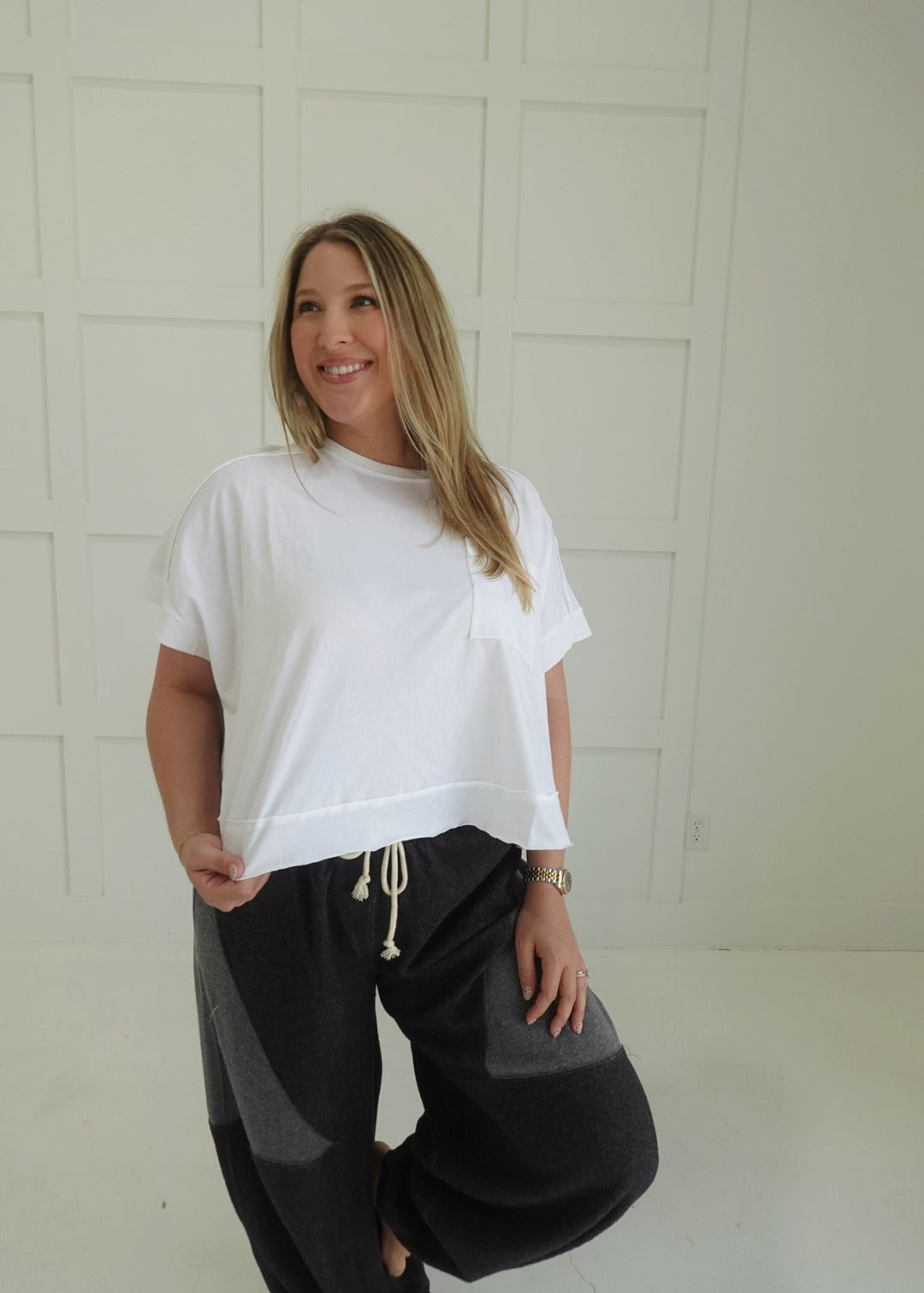 Exposed Seam Tee - White