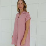 Subtle Smocking Mini Dress - Mauve