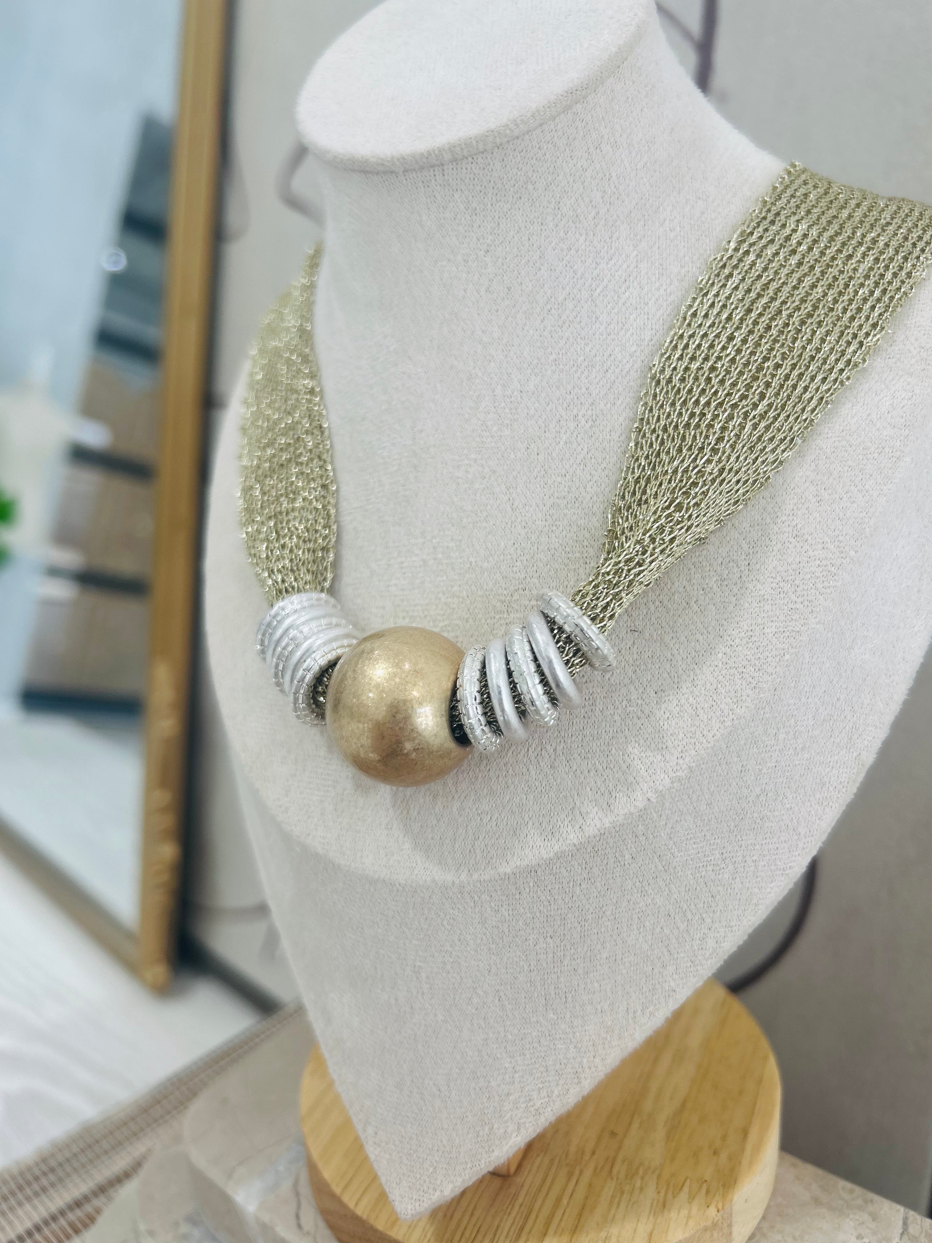 Bronze Ball Mesh Necklace