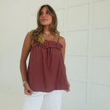 Buckle Down Top - Marsala