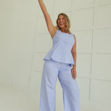 Lamar Peplum Set - Powder