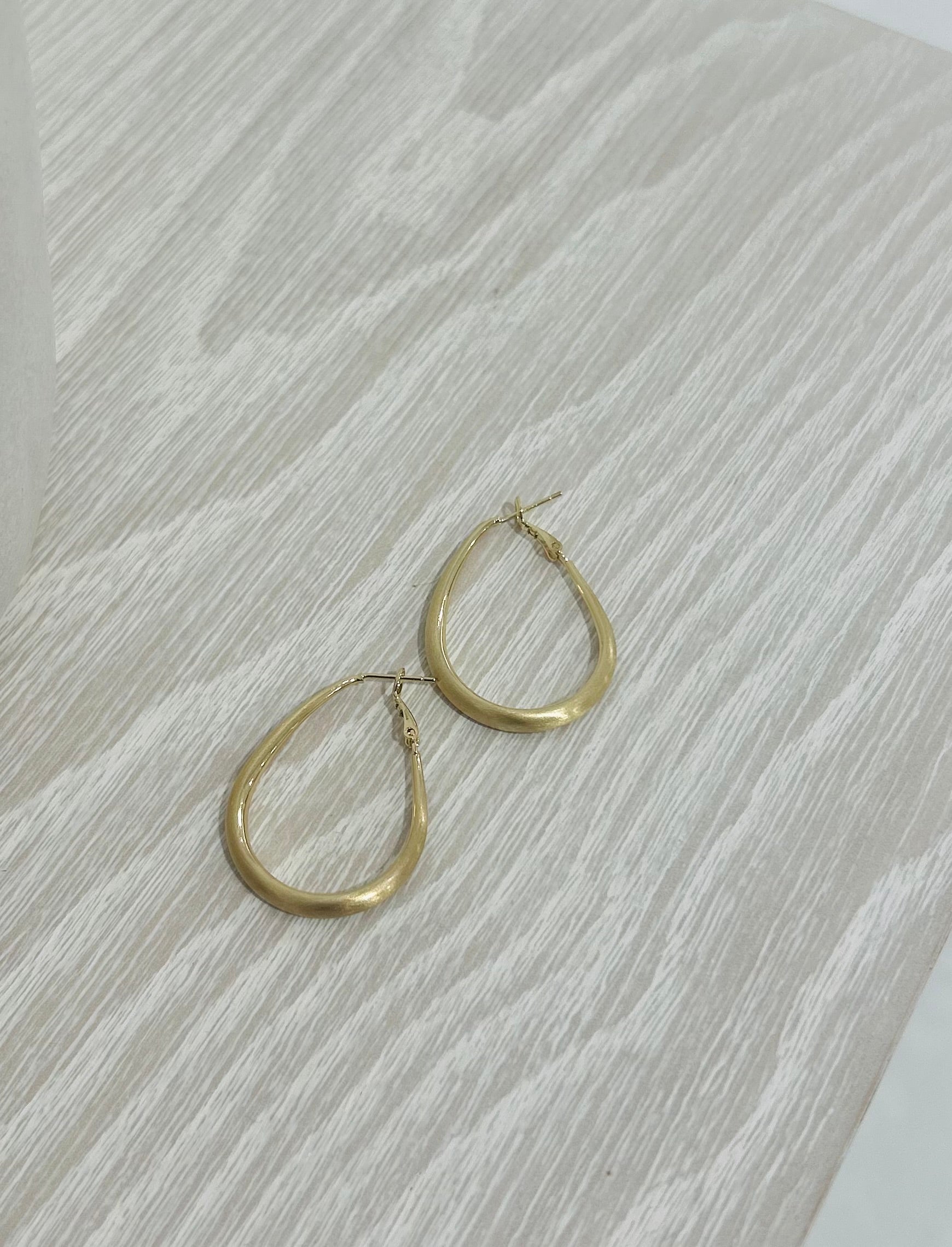 Brushed Teardrop Hoops - Gold
