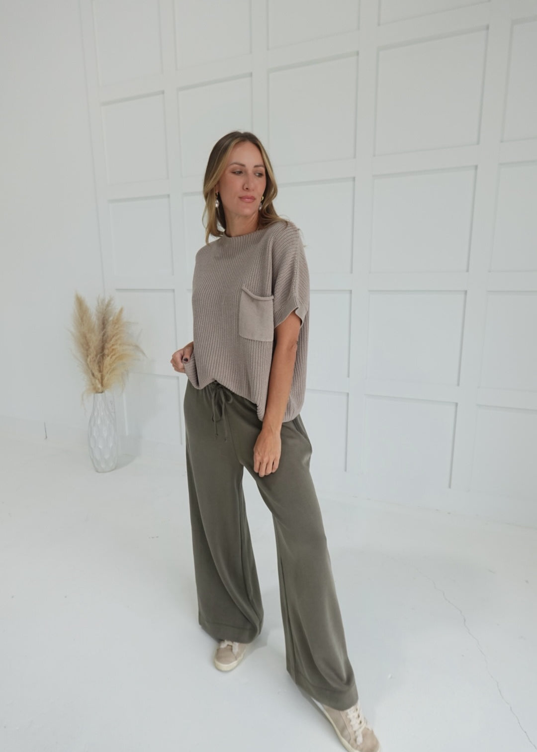 Zina Wide Leg Pants - Olive