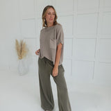 Zina Wide Leg Pants - Olive