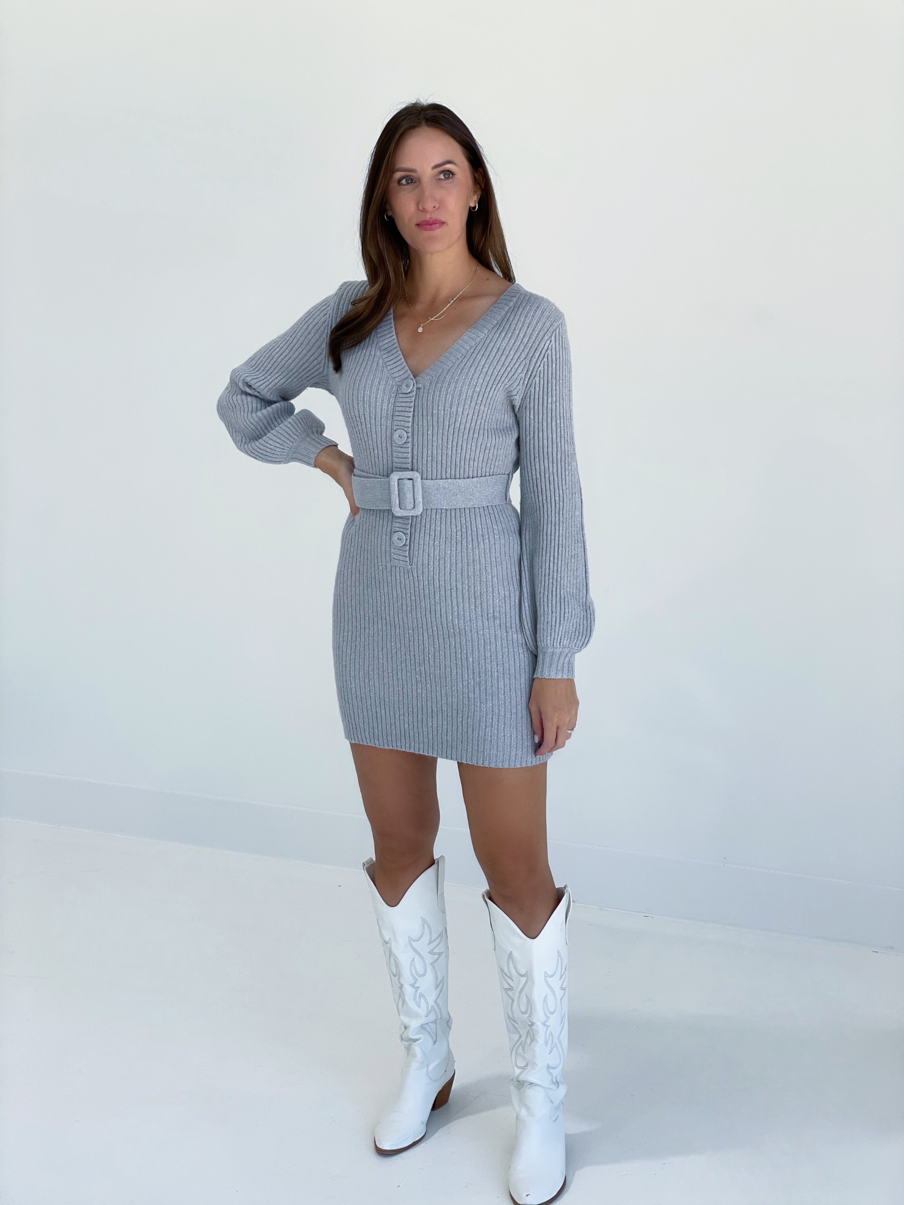 Pulling Neutral Sweater Dress