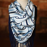 Gameday Fringe Scarf - Powder Blue/Navy