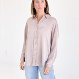 Lawless Pinstripe Blouse - Lt Mocha