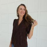 Adaline Embroidered Blouse - Brown