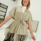 Aspen Fringe Kimono - Camel