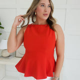 Few And Far Peplum Top - Red