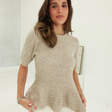 Janie Peplum Sweater - Taupe
