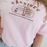 Sardines Embroidered Tee - Pink/Brown