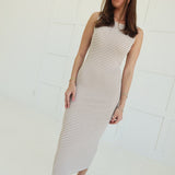 Catalina Midi Dress - Khaki/Off White