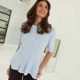 Janie Peplum Sweater - Lt Blue