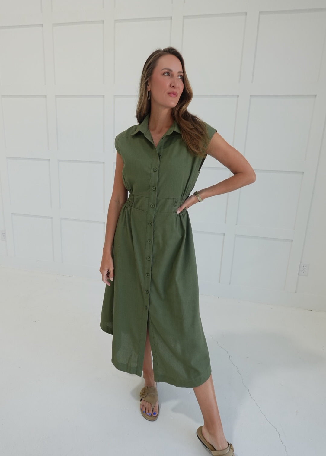 Lucy Midi Dress - Olive