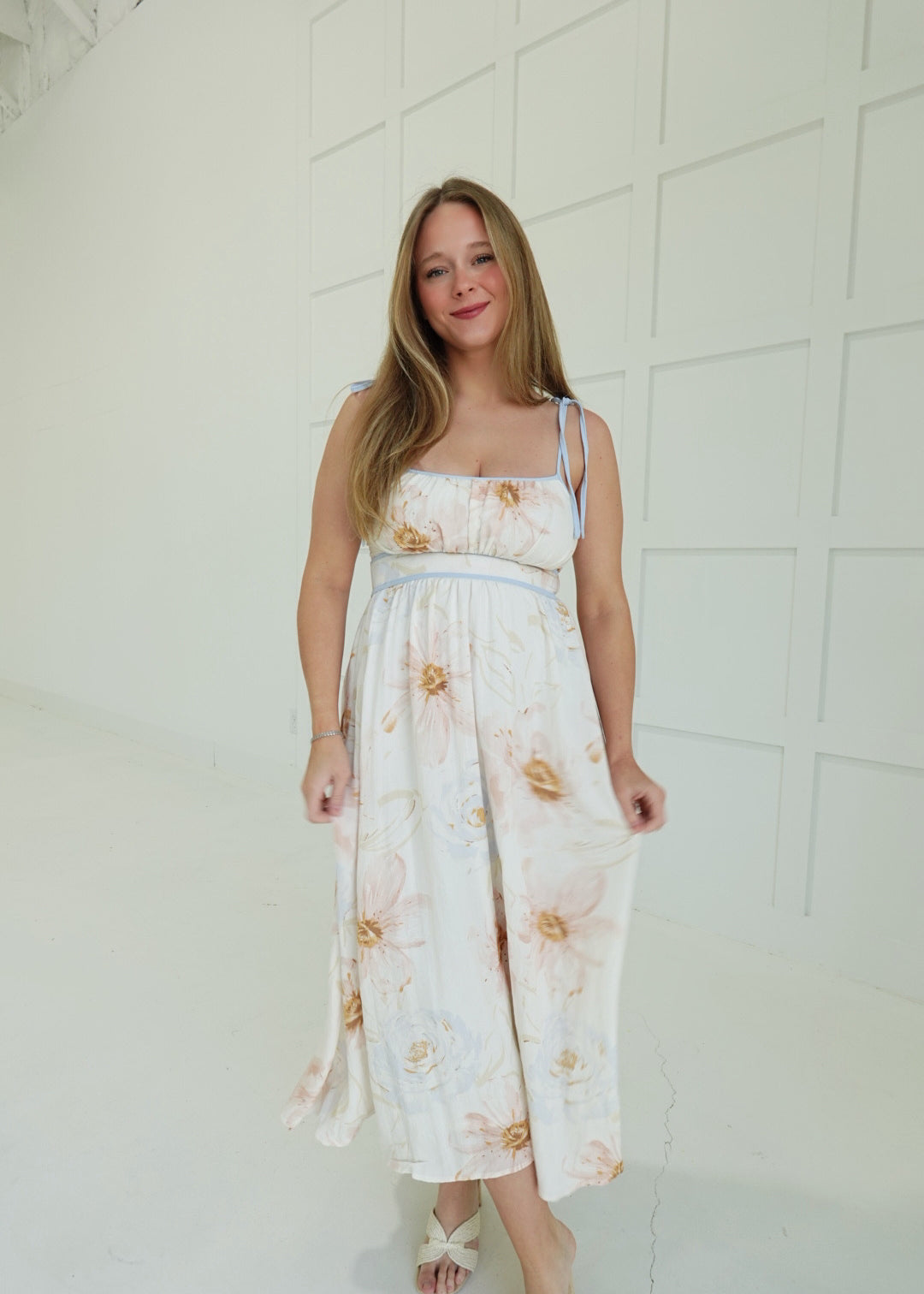 Novelty Midi Dress - Cream Multi