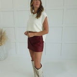 Webber Leather Skort - Burgundy