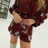 Sosie Embroidered Set - Burgundy