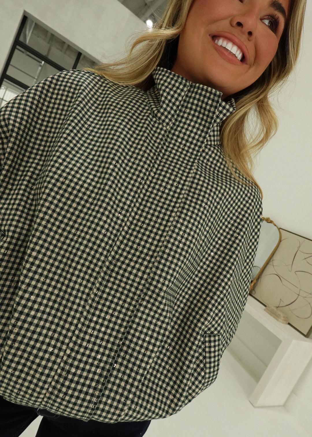 Twist on Gingham Jacket - Green