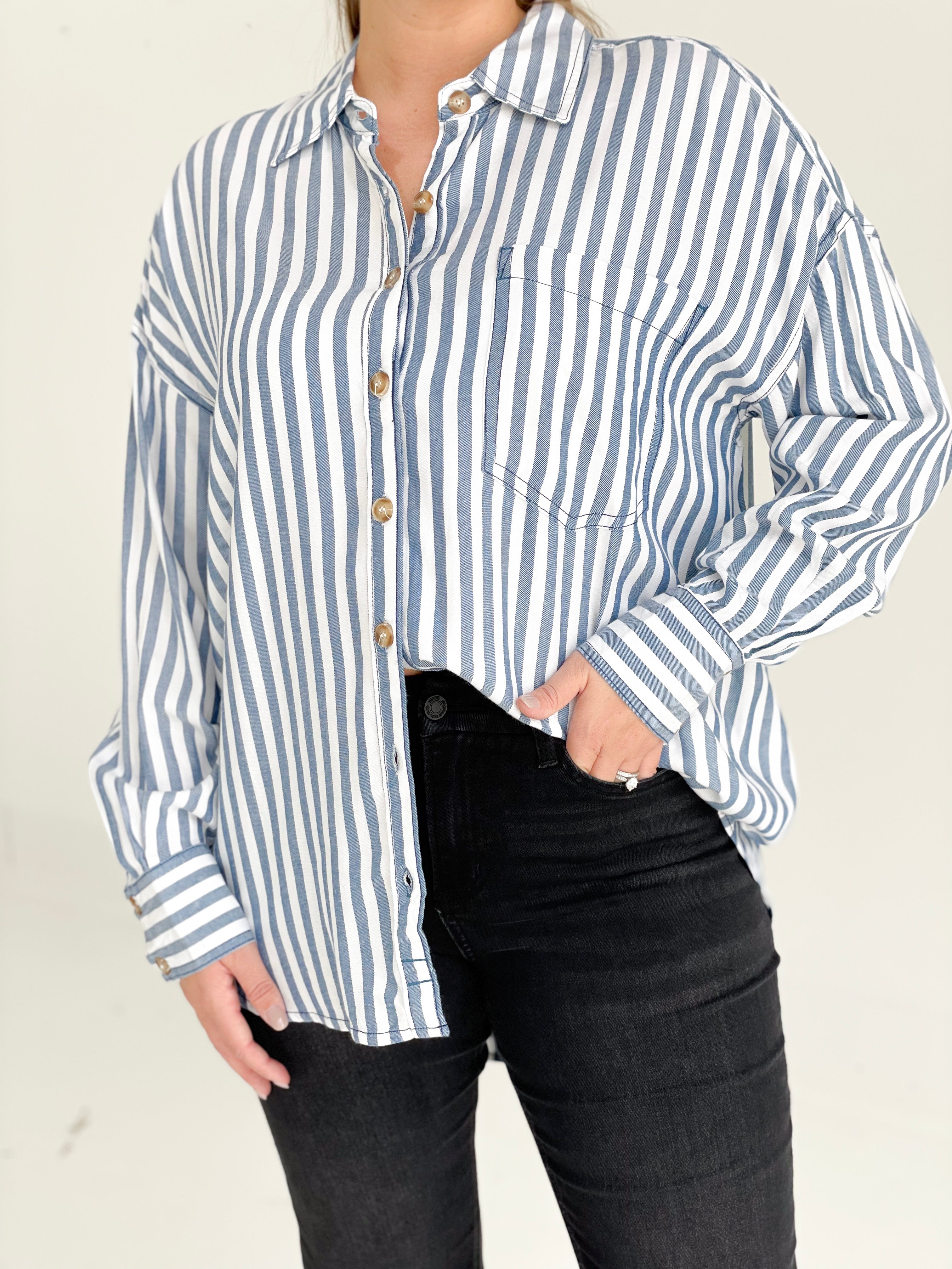 Muriel Striped Blouse - Blue