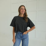 Boxy Acid Wash Tee - Black
