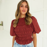 Bellavue Smocked Top - Brick